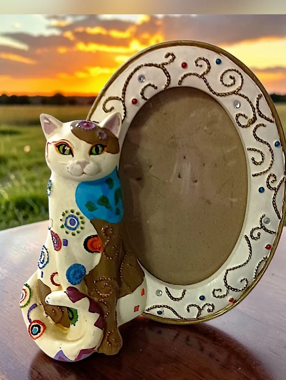 Kleo Kats Mini Cat Picture Photo Frame Hand Painted Whimsical Collectible Resin